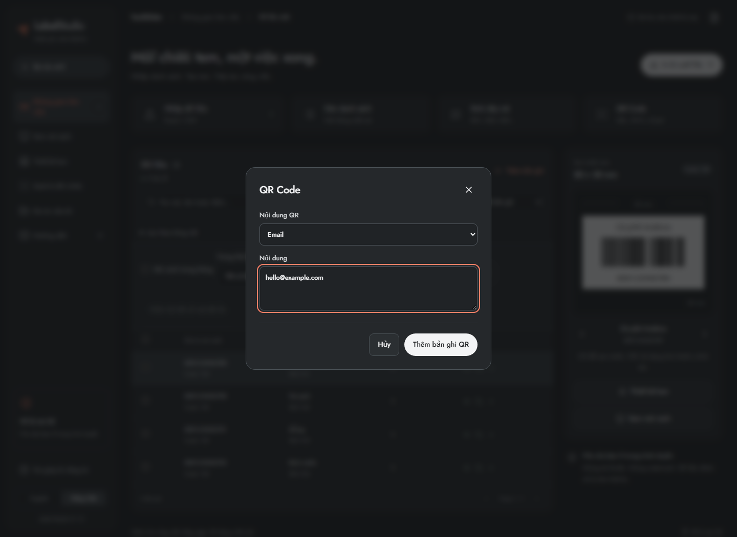Trình tạo QR email