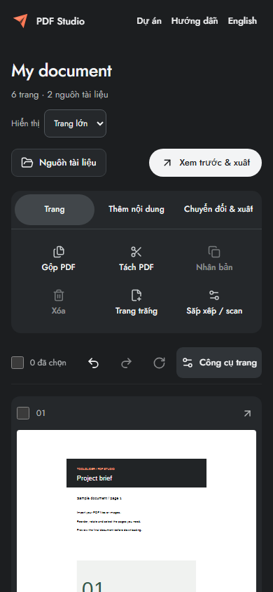 Nguồn tài liệu, Công cụ trang, Dự án và Hướng dẫn vẫn có trên điện thoại.